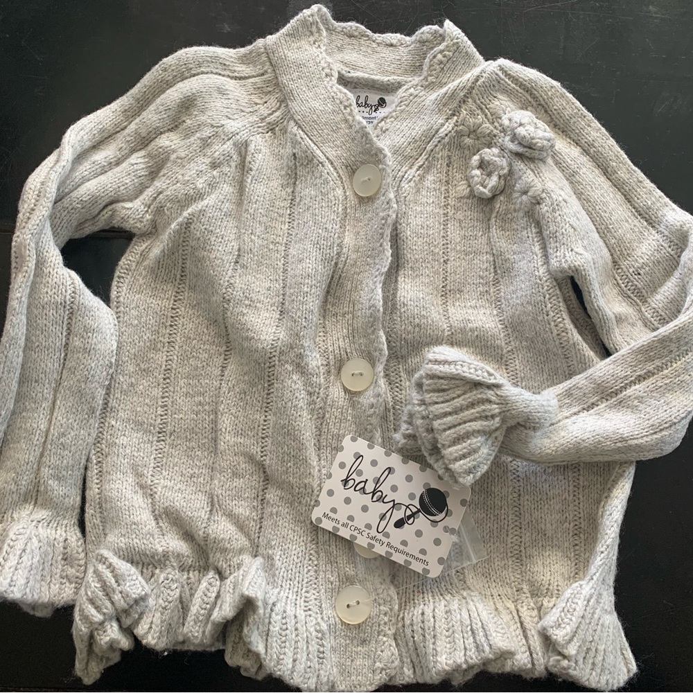 NEW cute grey sweater 12-18mos